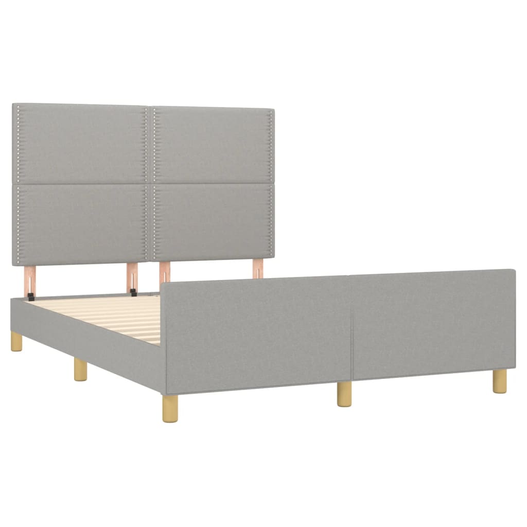 Cadre de lit sans matelas gris clair 140x190 cm tissu - XIOS