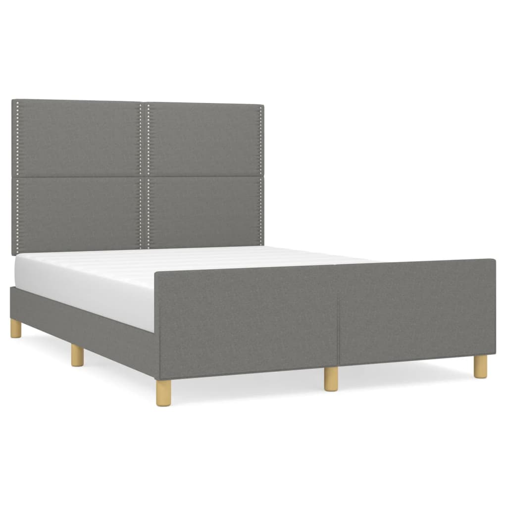 Cadre de lit sans matelas gris foncé 140x190 cm tissu - XIOS