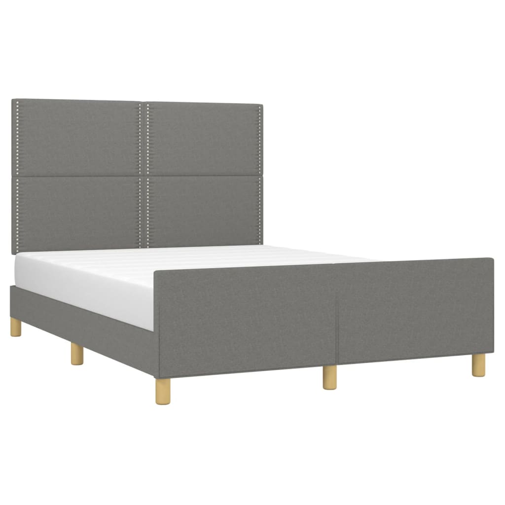 Cadre de lit sans matelas gris foncé 140x190 cm tissu - XIOS