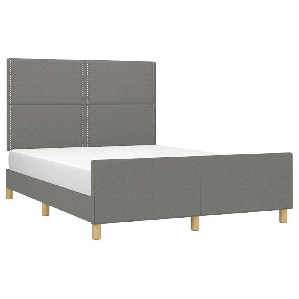 Cadre de lit sans matelas gris foncé 140x190 cm tissu - XIOS