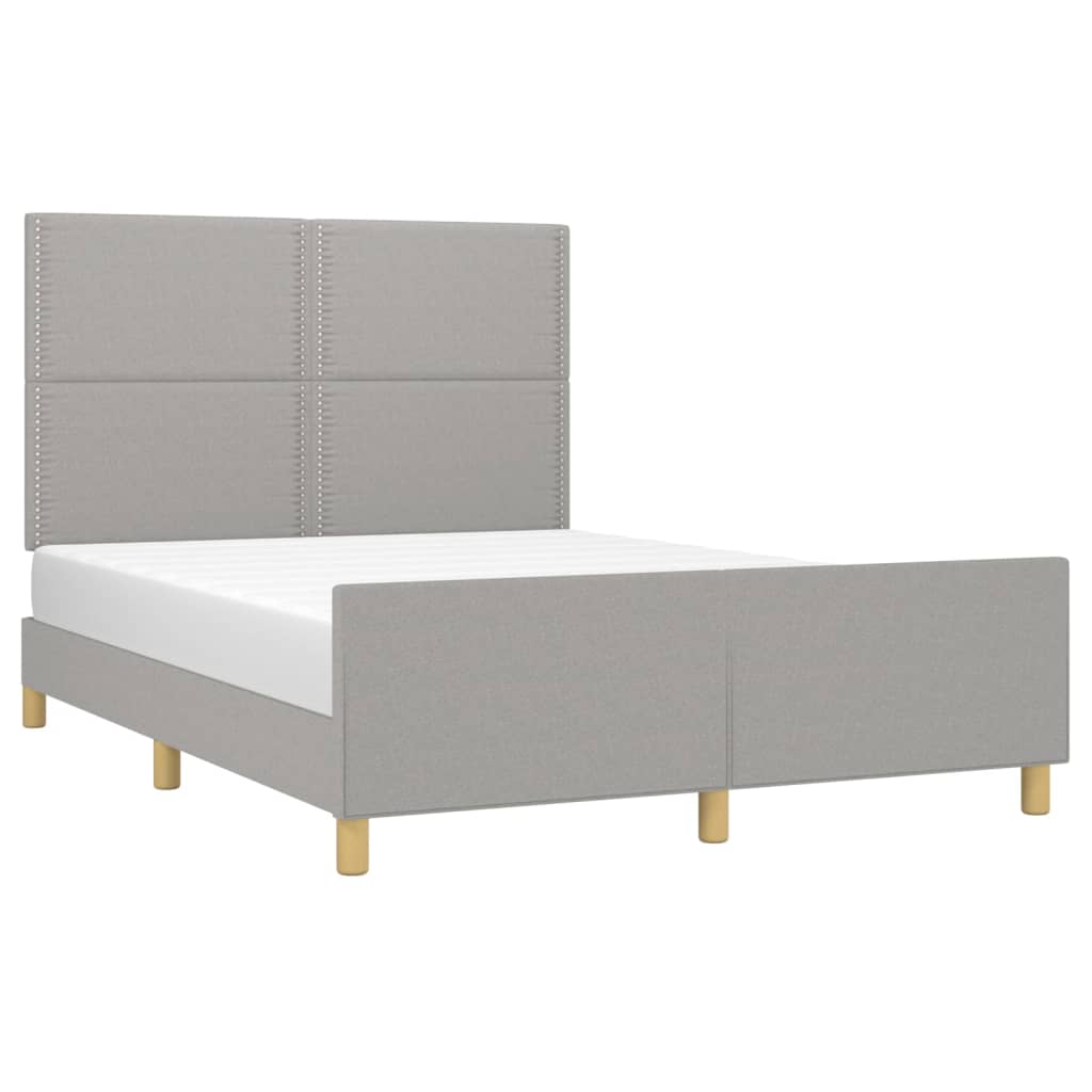 Cadre de lit sans matelas gris clair 140x200 cm tissu - XIOS