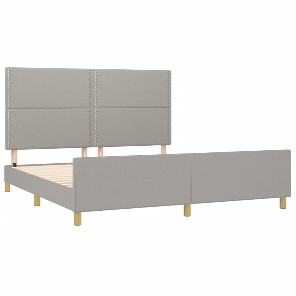 Cadre de lit sans matelas gris clair 180x200 cm tissu - XIOS
