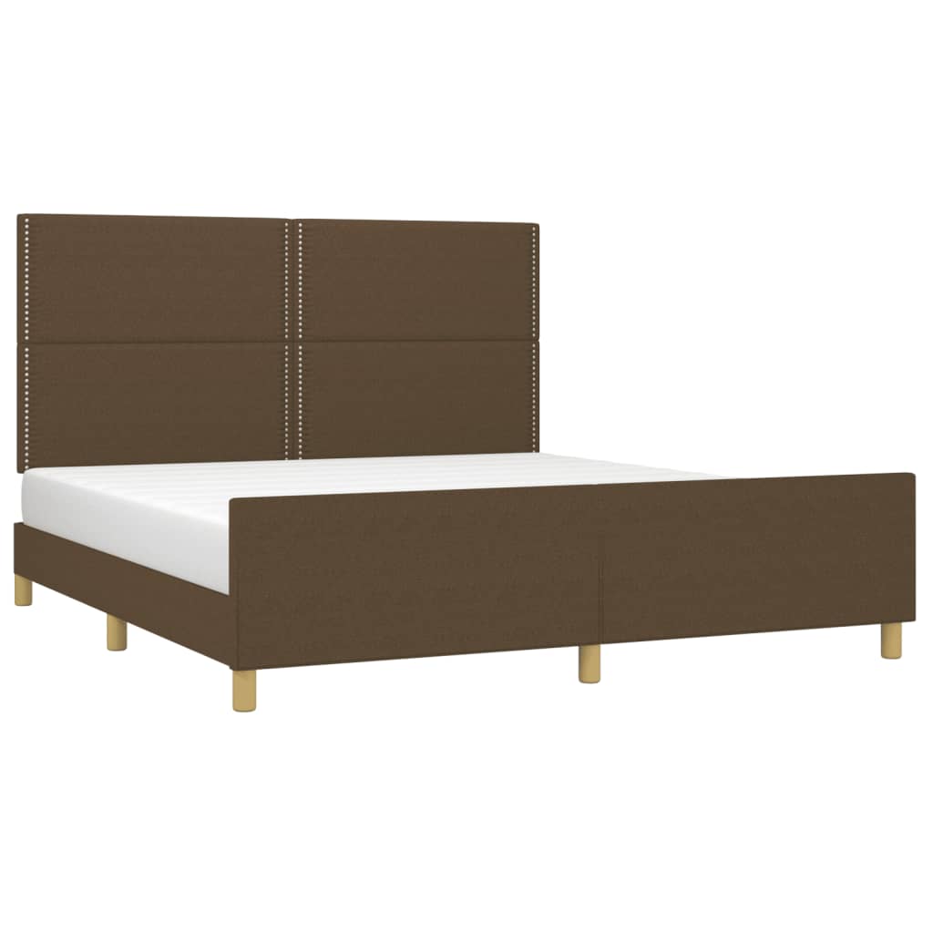 Cadre de lit sans matelas marron foncé 180x200 cm tissu - XIOS