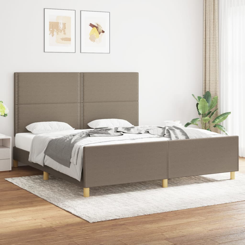 Cadre de lit sans matelas taupe 180x200 cm tissu - XIOS