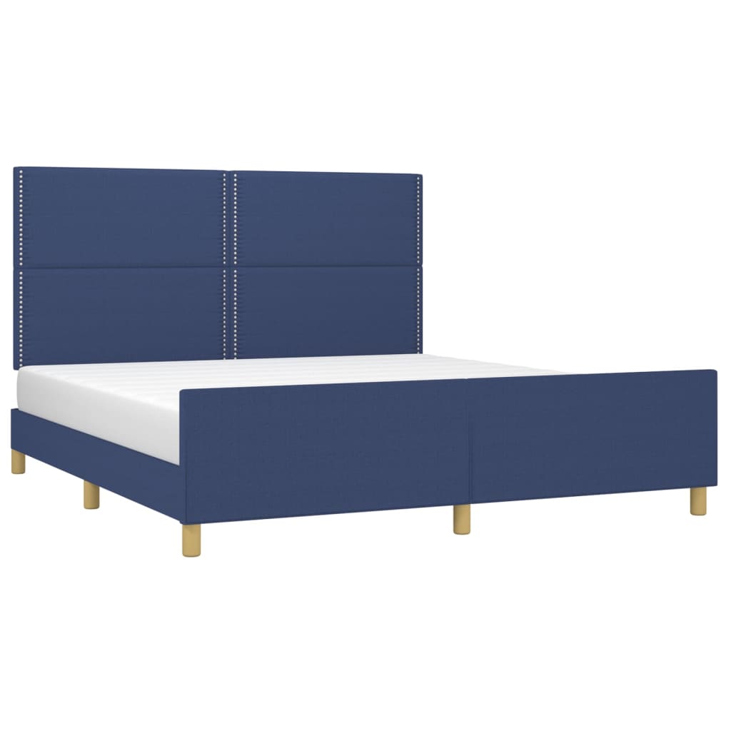 Cadre de lit sans matelas bleu 180x200 cm tissu - XIOS