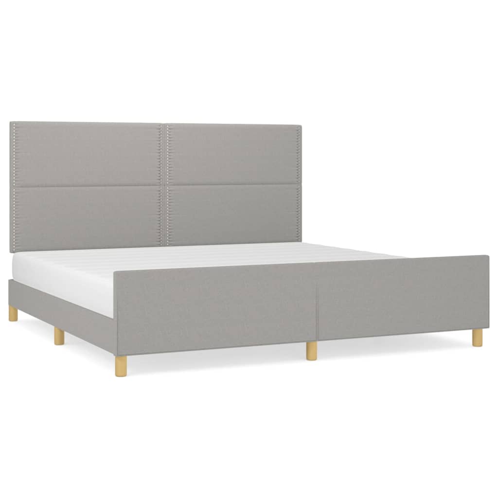Cadre de lit sans matelas gris clair 200x200 cm tissu - XIOS