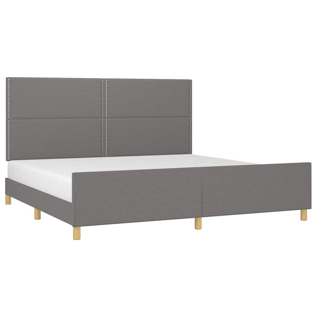 Cadre de lit sans matelas gris foncé 200x200 cm tissu - XIOS