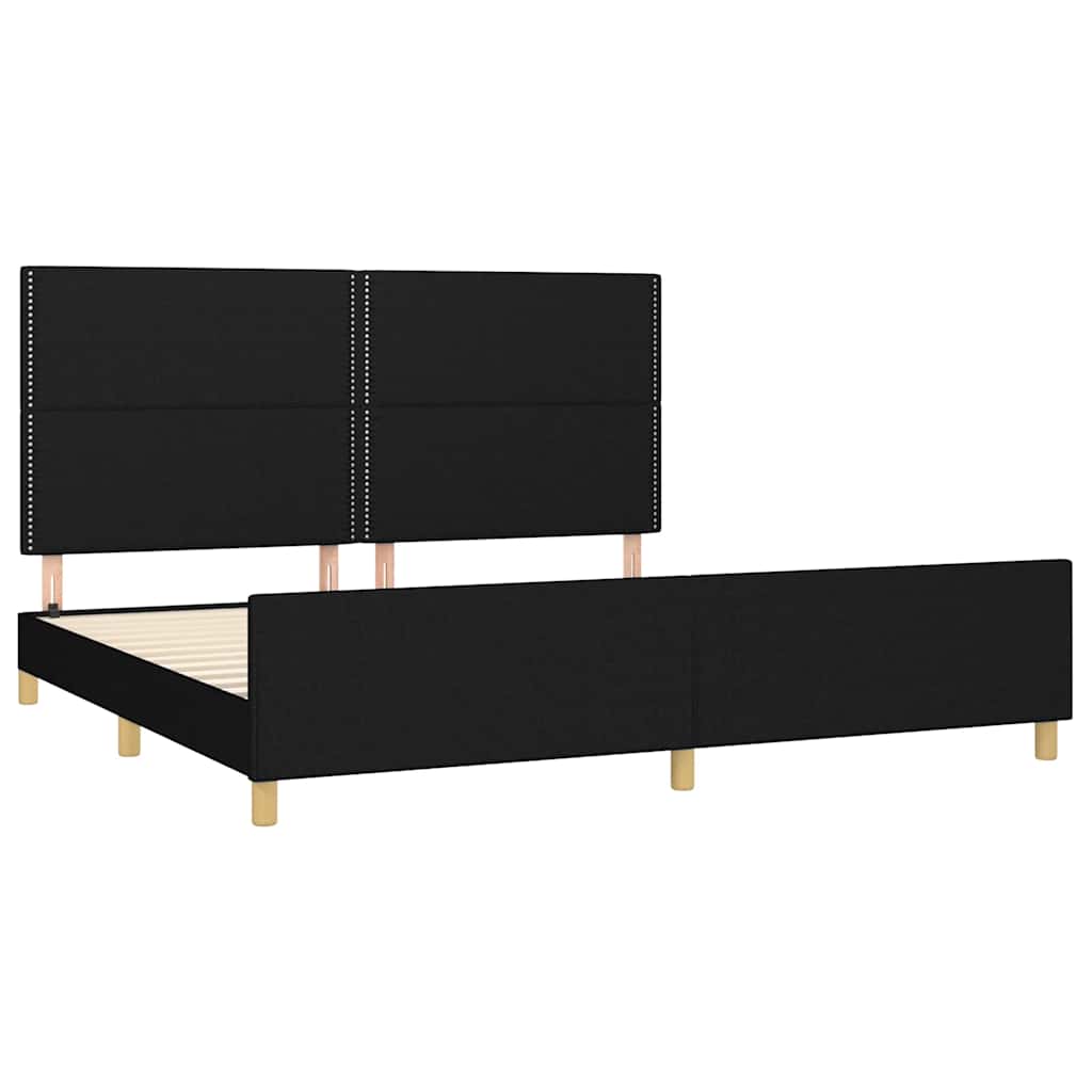 Cadre de lit sans matelas noir 200x200 cm tissu - XIOS