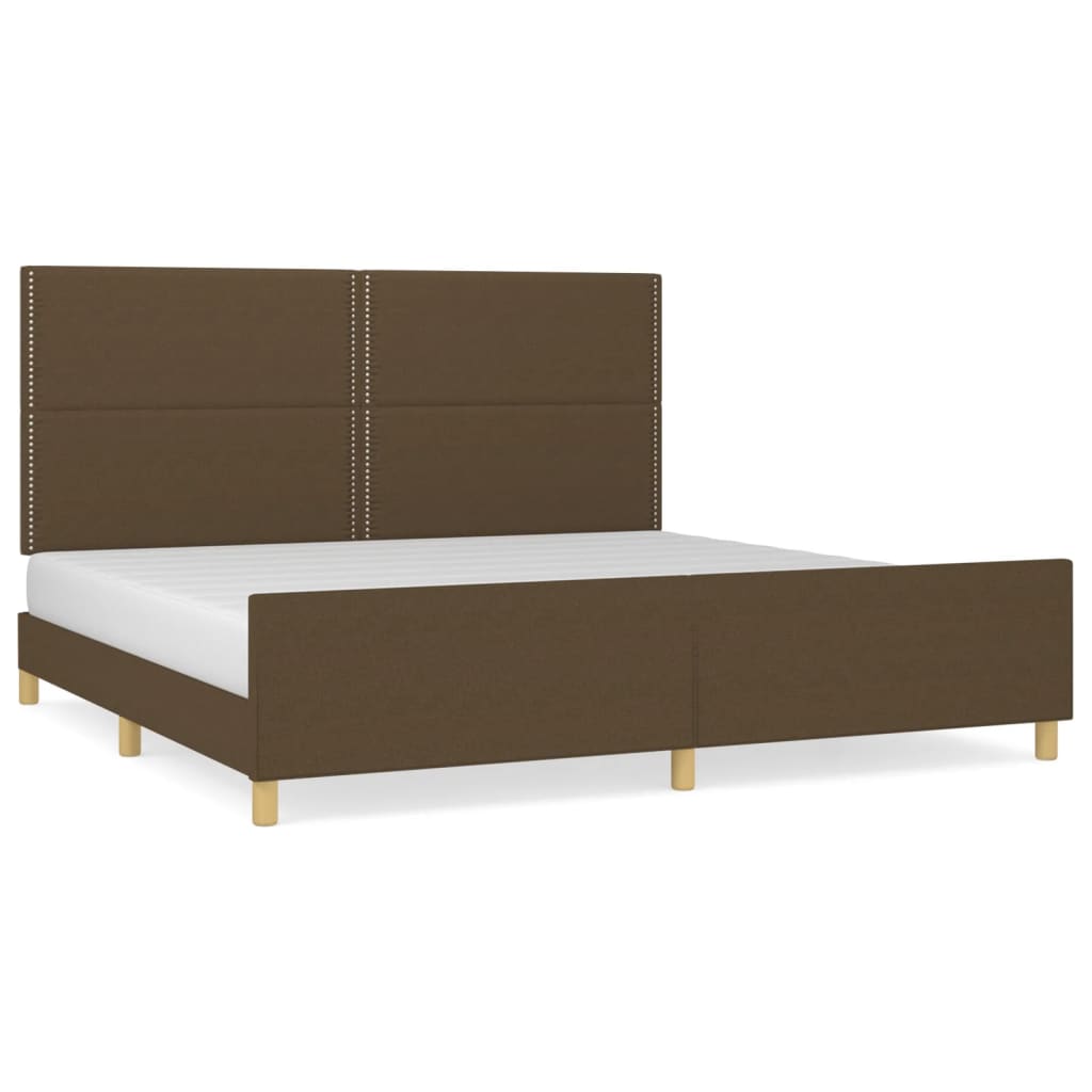 Cadre de lit sans matelas marron foncé 200x200 cm tissu - XIOS
