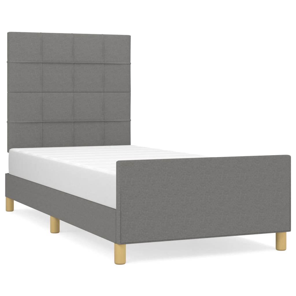 Cadre de lit sans matelas gris foncé 80x200 cm tissu - XIOS