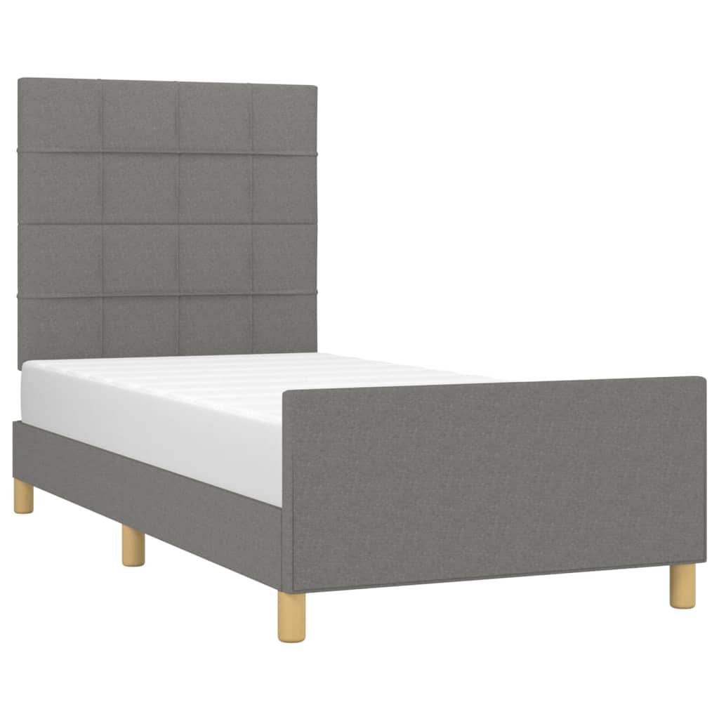 Cadre de lit sans matelas gris foncé 80x200 cm tissu - XIOS