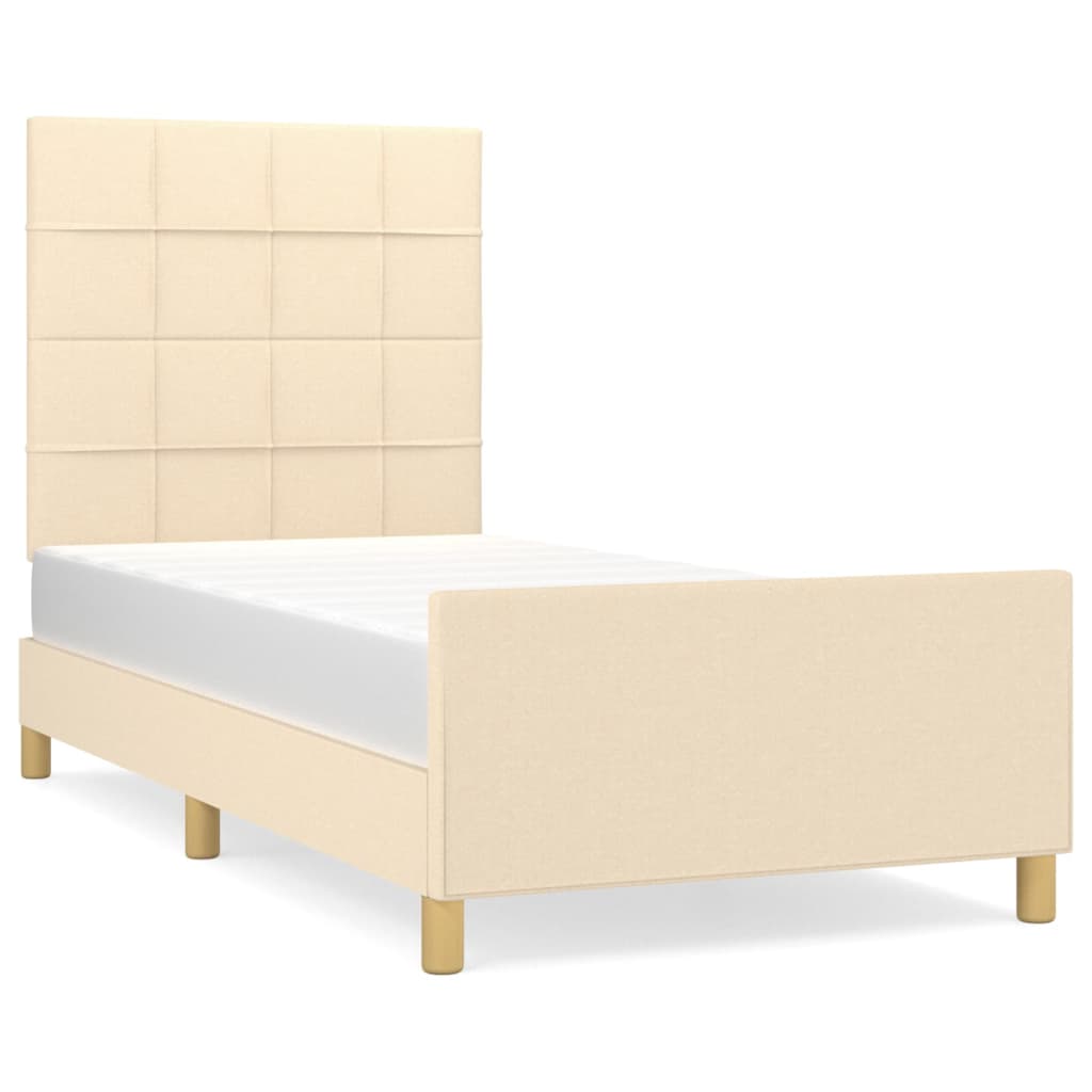 Cadre de lit sans matelas crème 90x190 cm tissu - XIOS