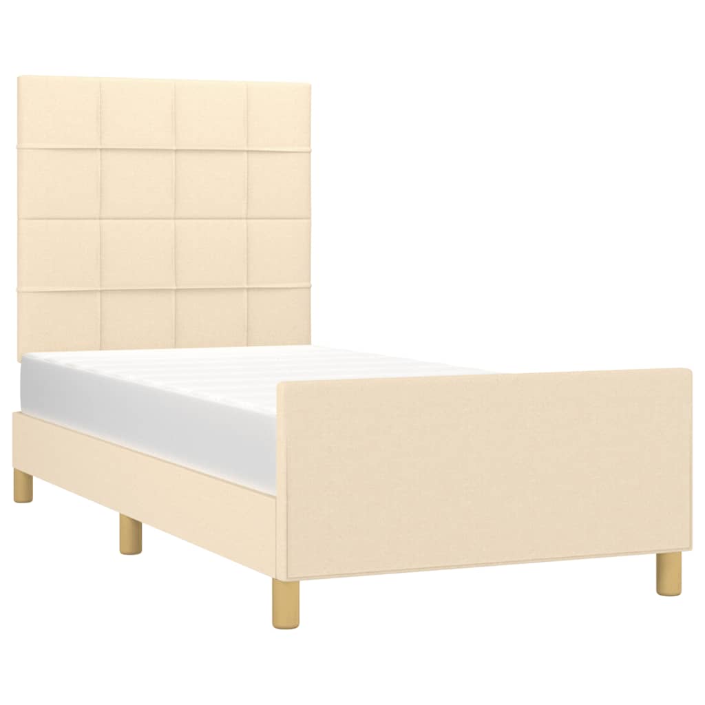 Cadre de lit sans matelas crème 90x190 cm tissu - XIOS
