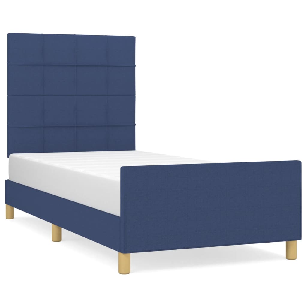 Cadre de lit sans matelas bleu 90x200 cm tissu - XIOS