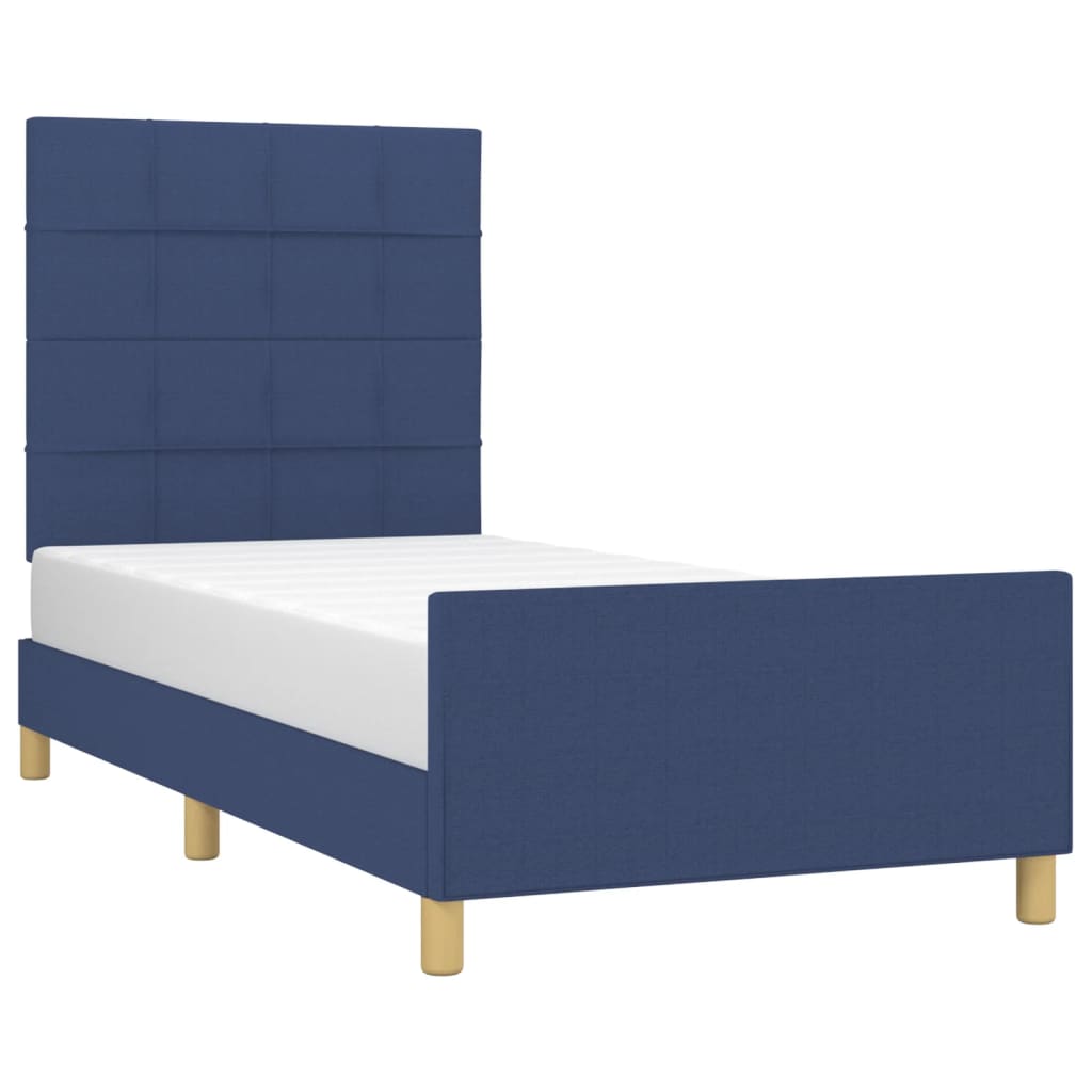 Cadre de lit sans matelas bleu 90x200 cm tissu - XIOS