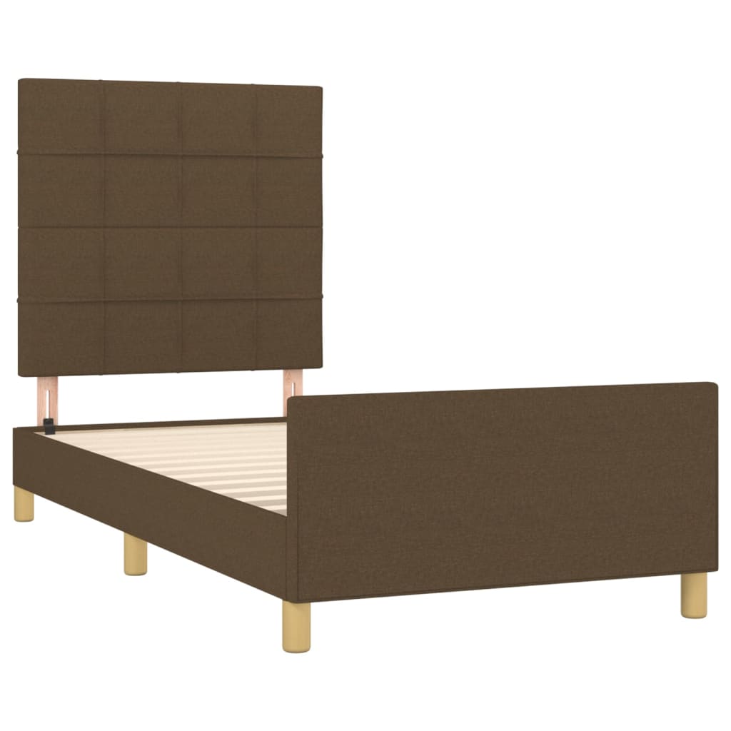 Cadre de lit sans matelas marron foncé 100x200 cm tissu - XIOS