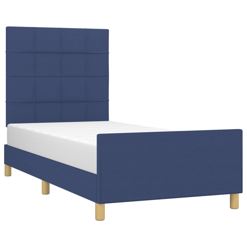 Cadre de lit sans matelas bleu 100x200 cm tissu - XIOS