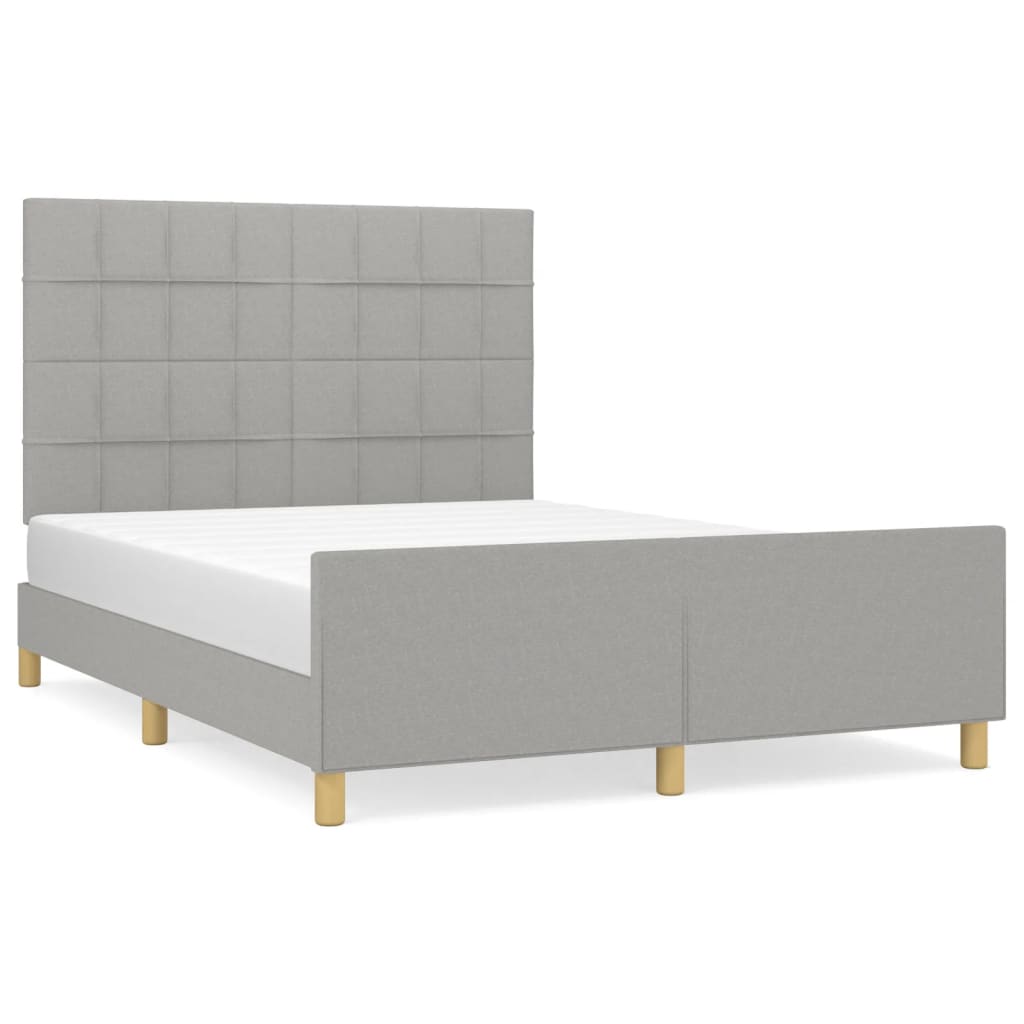 Cadre de lit sans matelas gris clair 140x190 cm tissu - XIOS