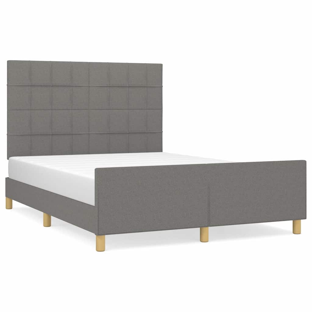 Cadre de lit sans matelas gris foncé 140x190 cm tissu - XIOS