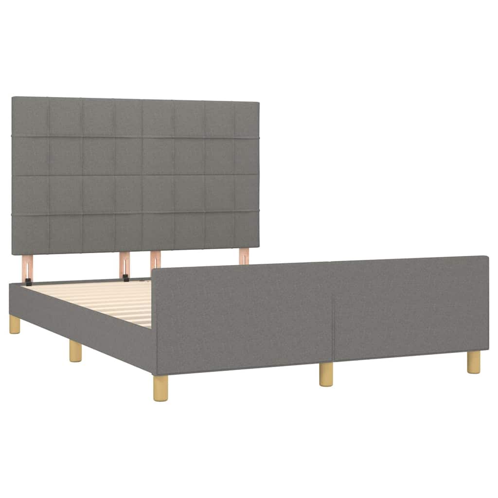 Cadre de lit sans matelas gris foncé 140x190 cm tissu - XIOS