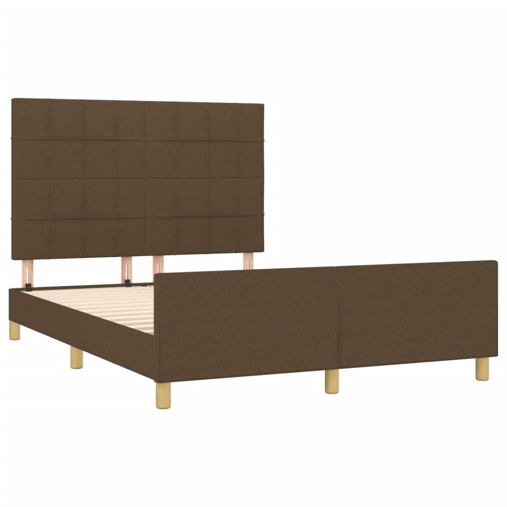 Cadre de lit sans matelas marron foncé 140x190 cm tissu - XIOS