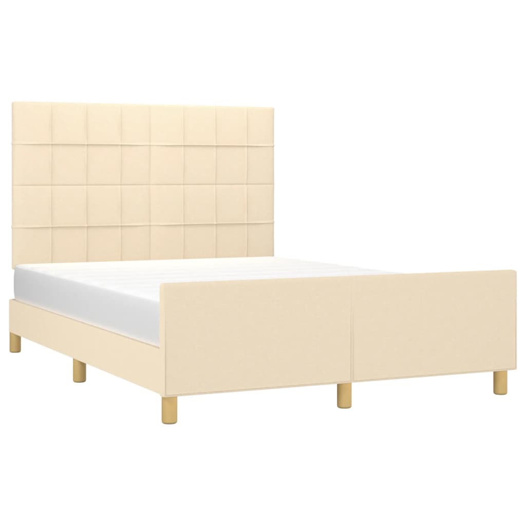Cadre de lit sans matelas crème 140x190 cm tissu - XIOS