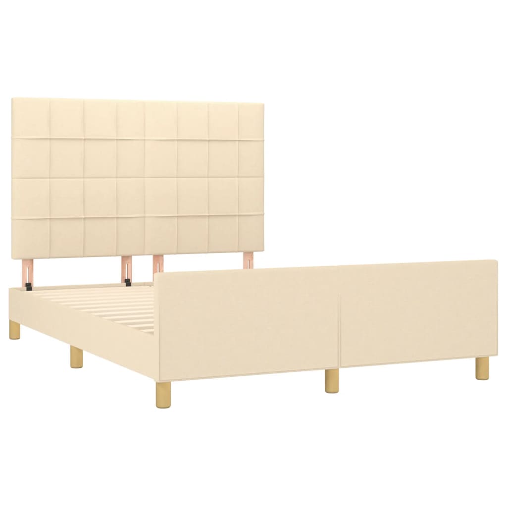 Cadre de lit sans matelas crème 140x190 cm tissu - XIOS