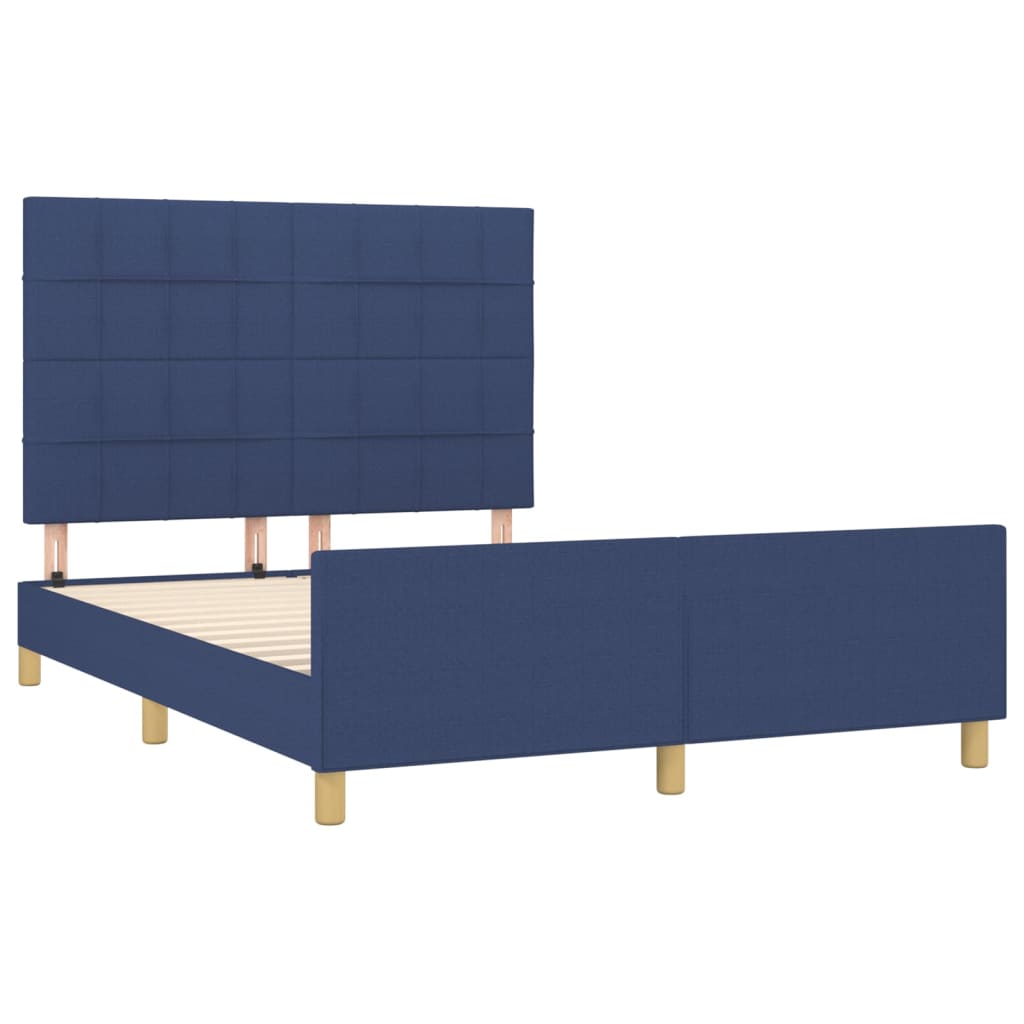 Cadre de lit sans matelas bleu 140x190 cm tissu - XIOS