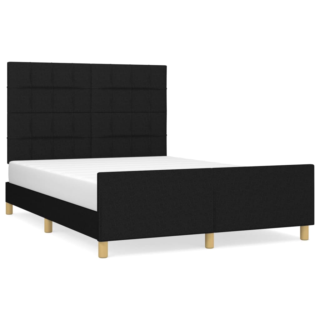 Cadre de lit sans matelas noir 140x200 cm tissu - XIOS