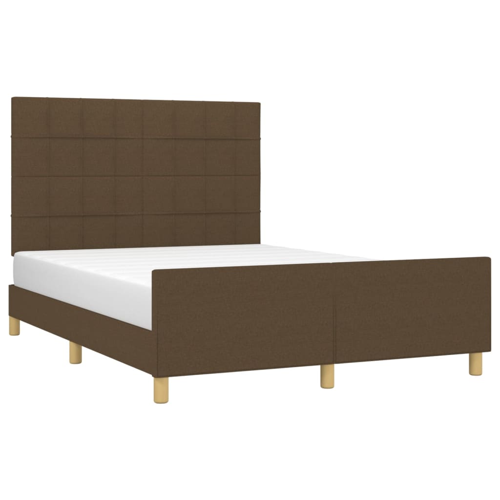 Cadre de lit sans matelas marron foncé 140x200 cm tissu - XIOS
