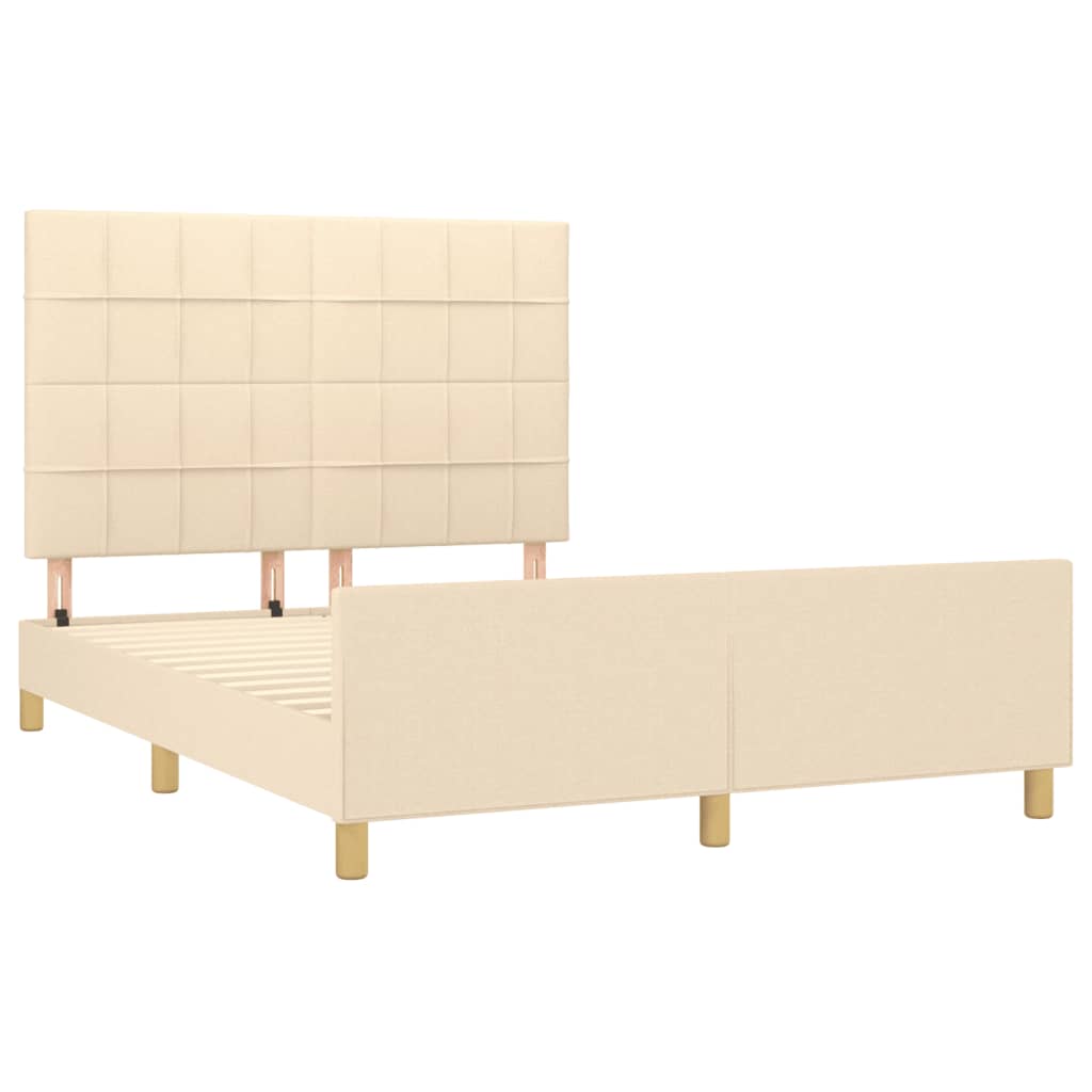Cadre de lit sans matelas crème 140x200 cm tissu - XIOS