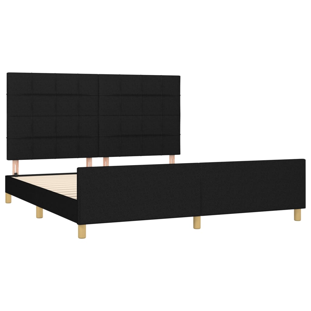 Cadre de lit sans matelas noir 160x200 cm tissu - XIOS
