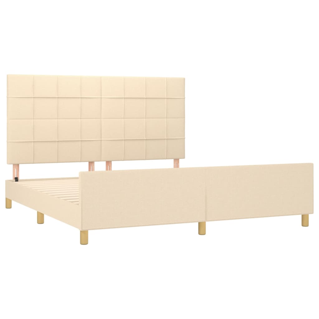 Cadre de lit sans matelas crème 160x200 cm tissu - XIOS