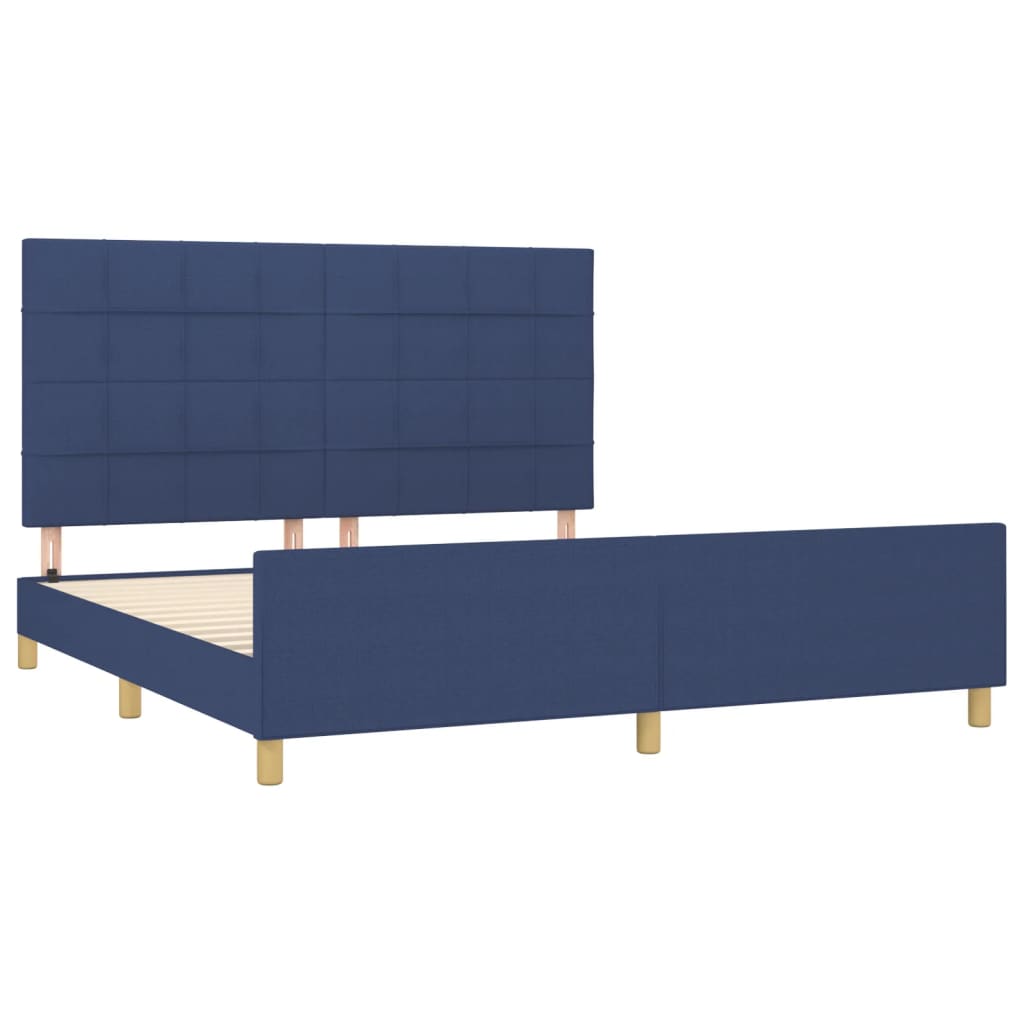 Cadre de lit sans matelas bleu 160x200 cm tissu - XIOS