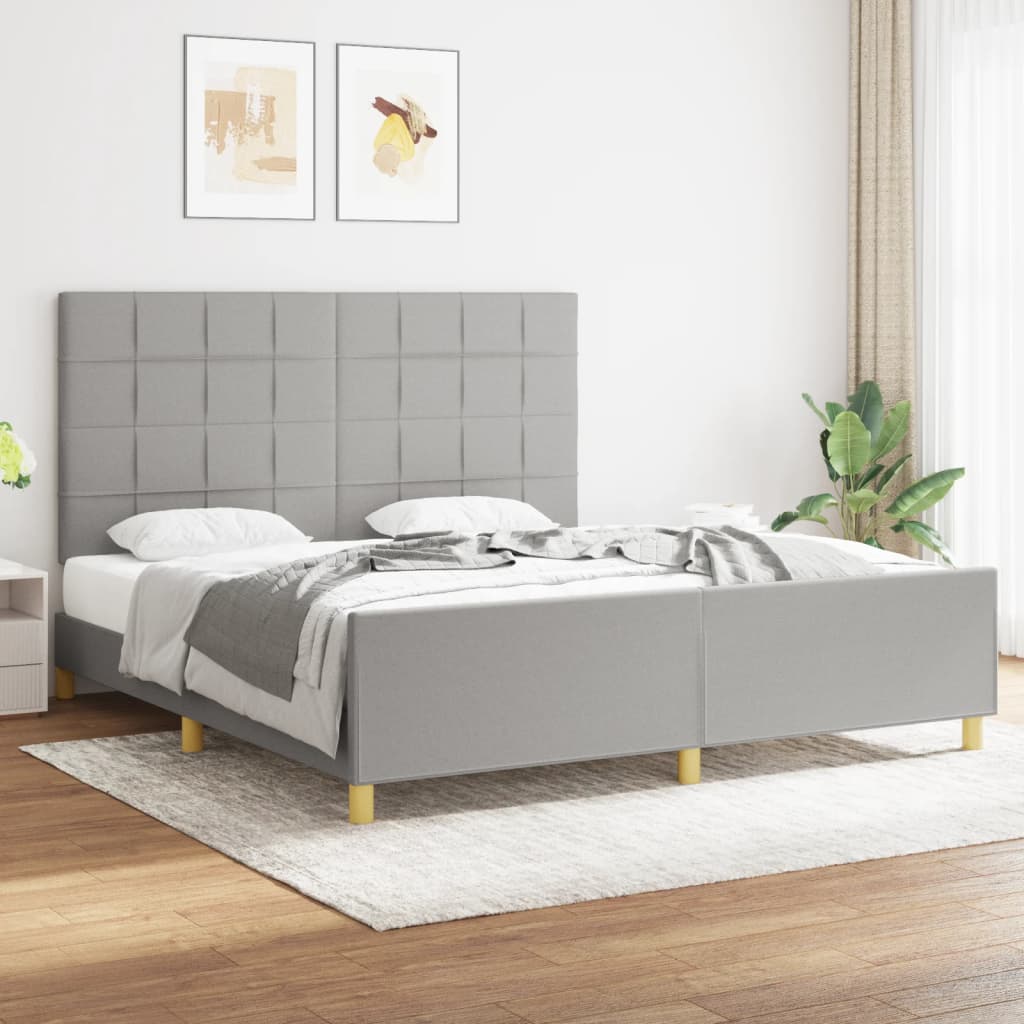 Cadre de lit sans matelas gris clair 180x200 cm tissu - XIOS