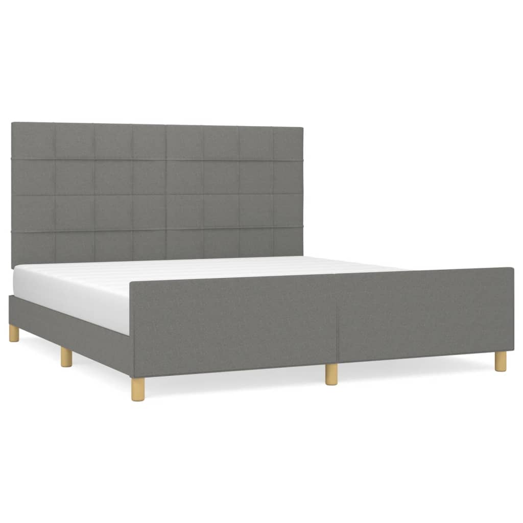 Cadre de lit sans matelas gris foncé 180x200 cm tissu - XIOS