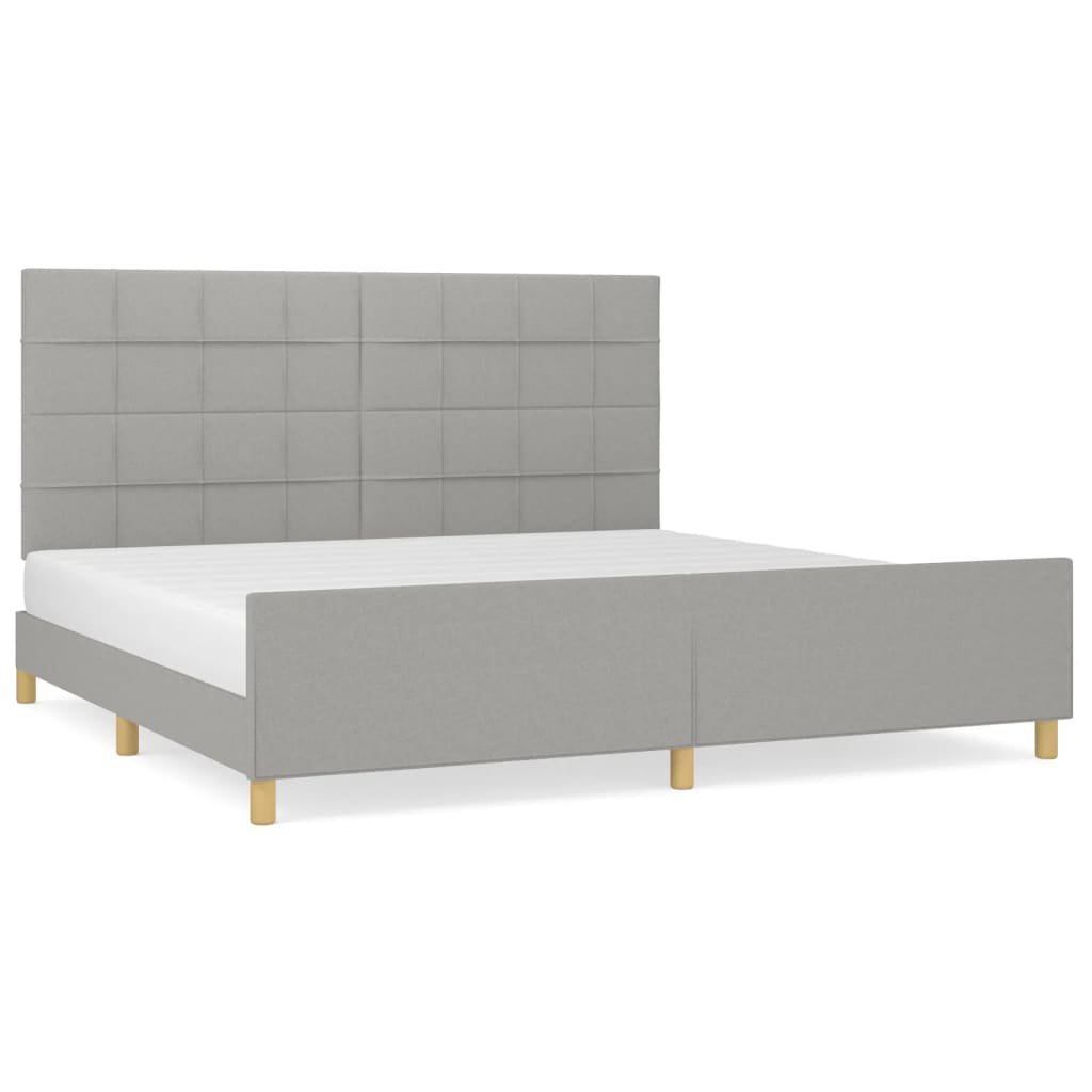 Cadre de lit sans matelas gris clair 200x200 cm tissu - XIOS