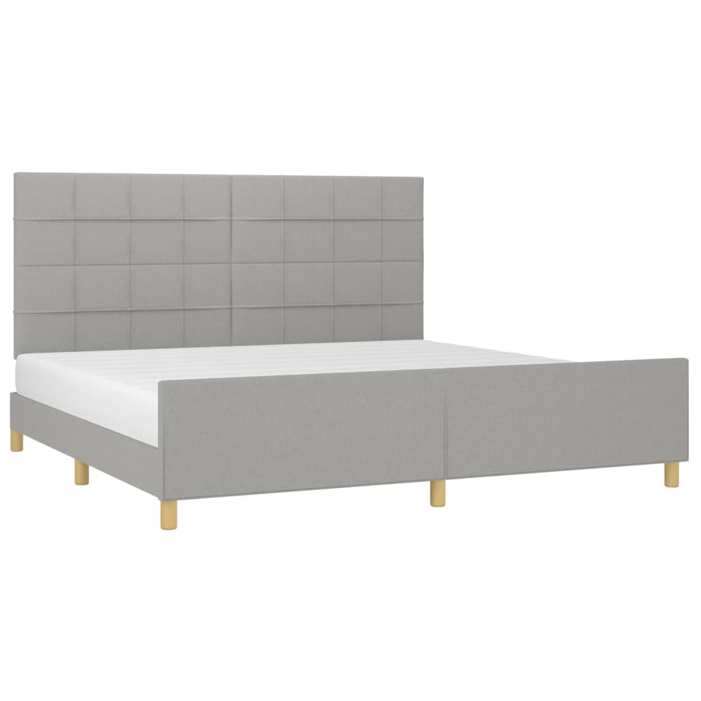 Cadre de lit sans matelas gris clair 200x200 cm tissu - XIOS