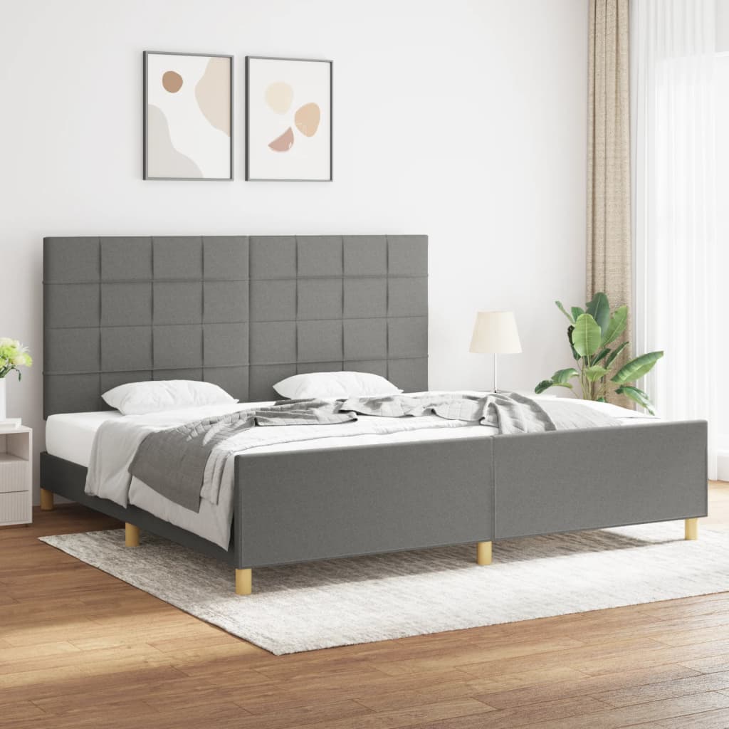 Cadre de lit sans matelas gris foncé 200x200 cm tissu
