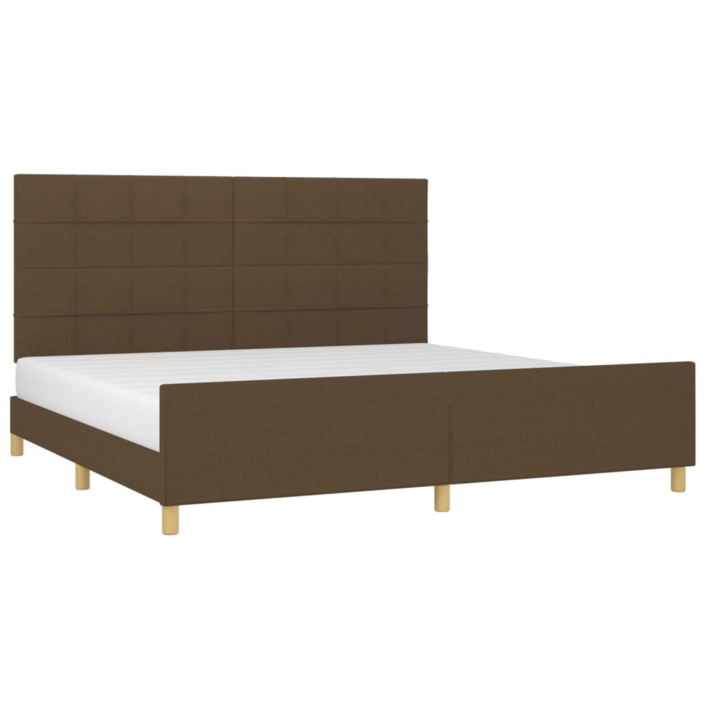 Cadre de lit sans matelas marron foncé 200x200 cm tissu - XIOS