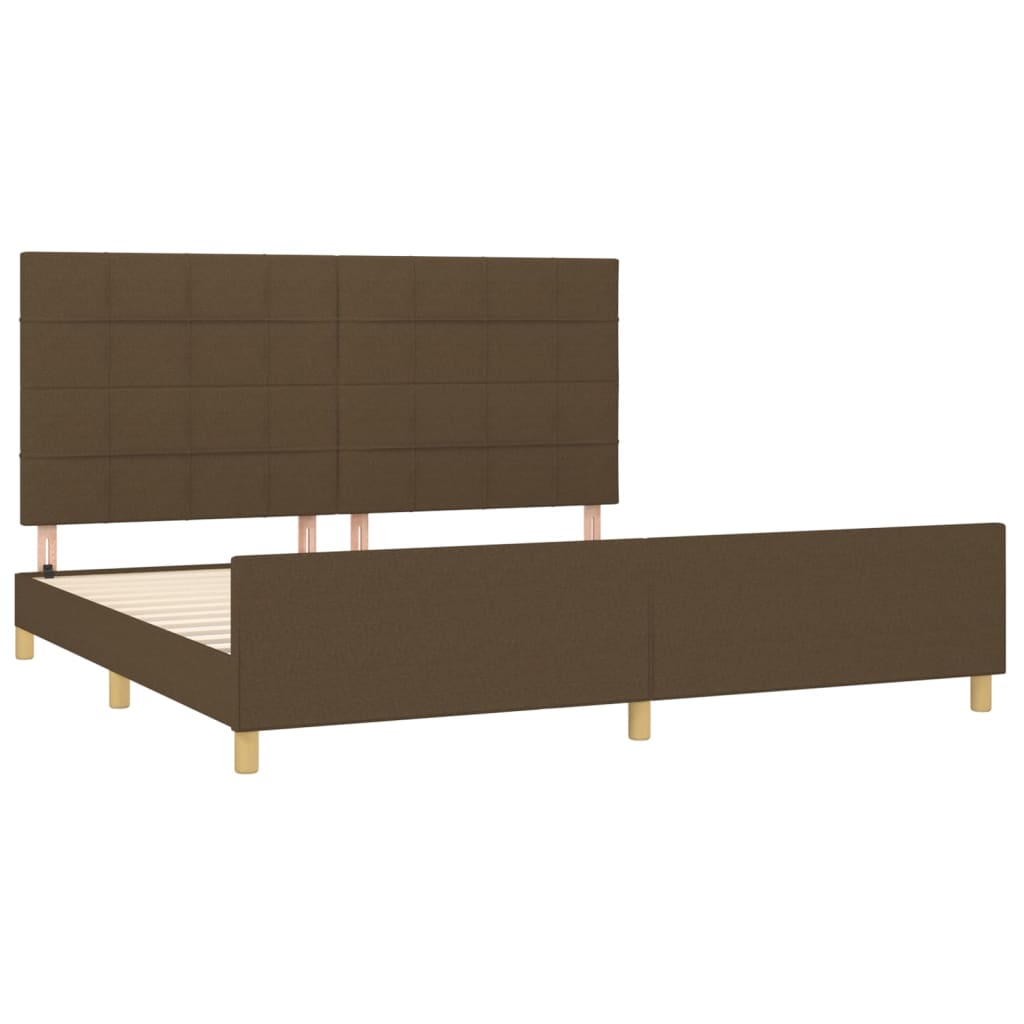 Cadre de lit sans matelas marron foncé 200x200 cm tissu - XIOS