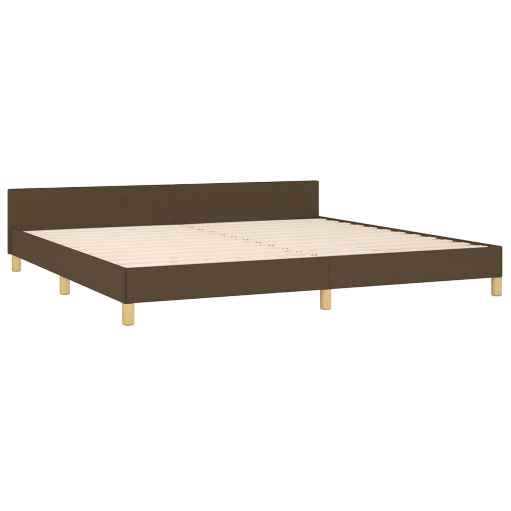 Cadre de lit sans matelas marron foncé 200x200 cm tissu - XIOS