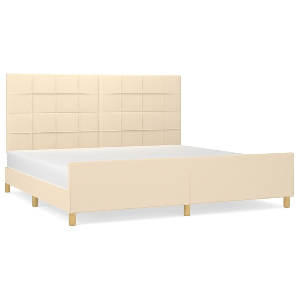 Cadre de lit sans matelas crème 200x200 cm tissu - XIOS