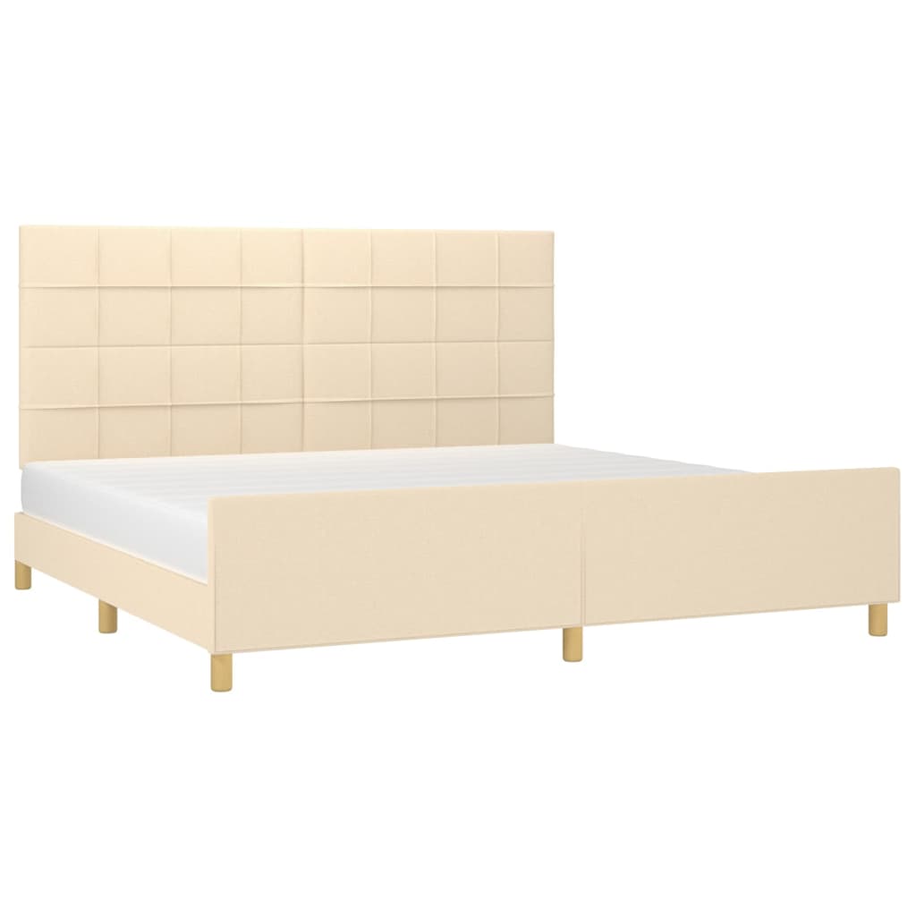 Cadre de lit sans matelas crème 200x200 cm tissu - XIOS