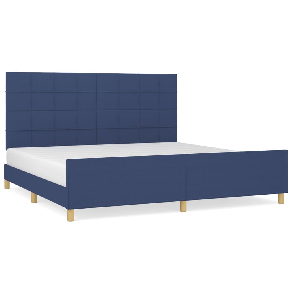 Cadre de lit sans matelas bleu 200x200 cm tissu - XIOS