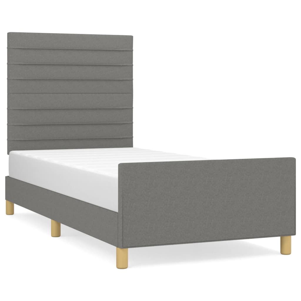 Cadre de lit sans matelas gris foncé 80x200 cm tissu - XIOS
