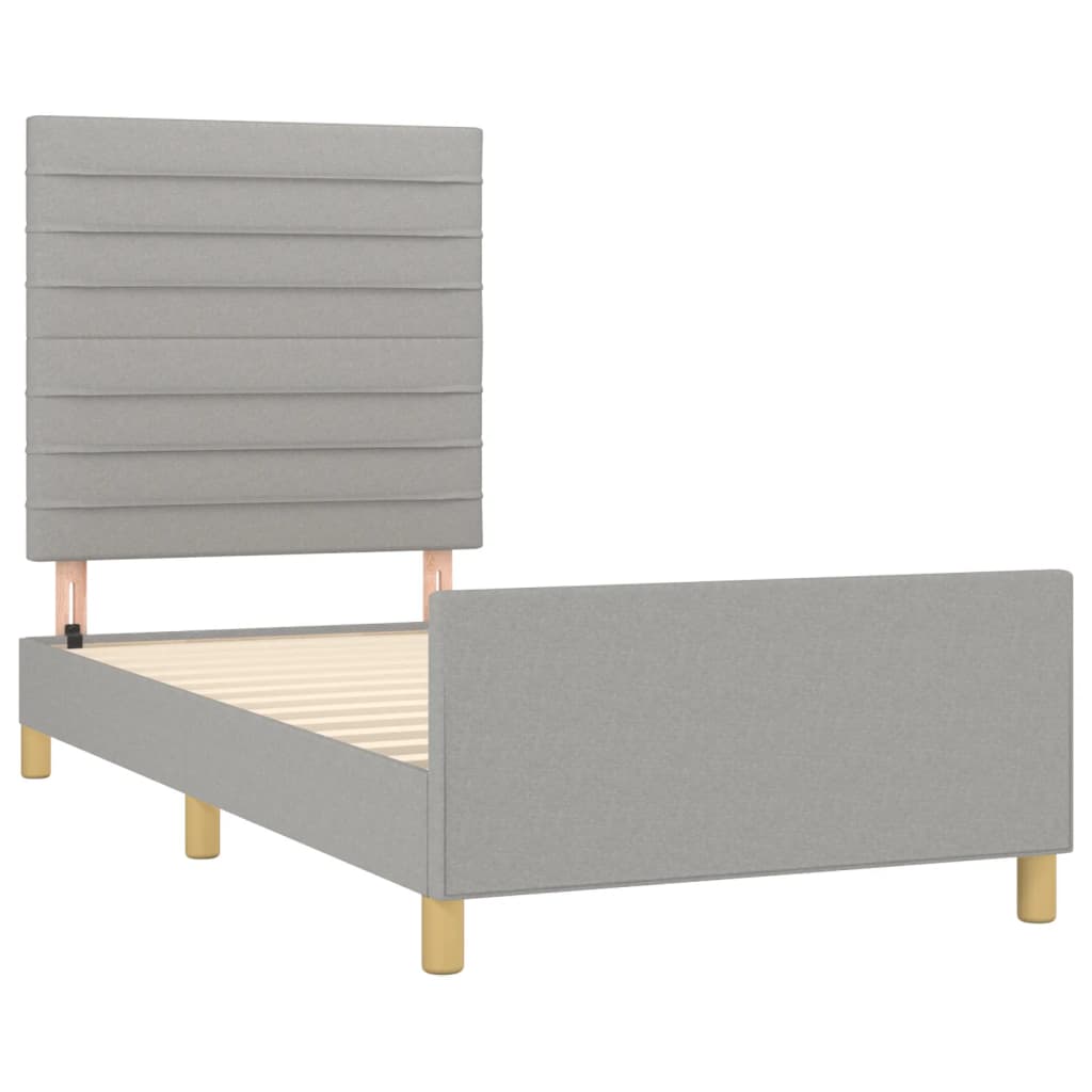 Cadre de lit sans matelas gris clair 90x190 cm tissu - XIOS