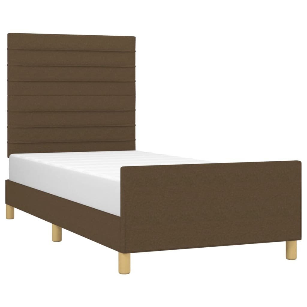 Cadre de lit sans matelas marron foncé 90x190 cm tissu - XIOS