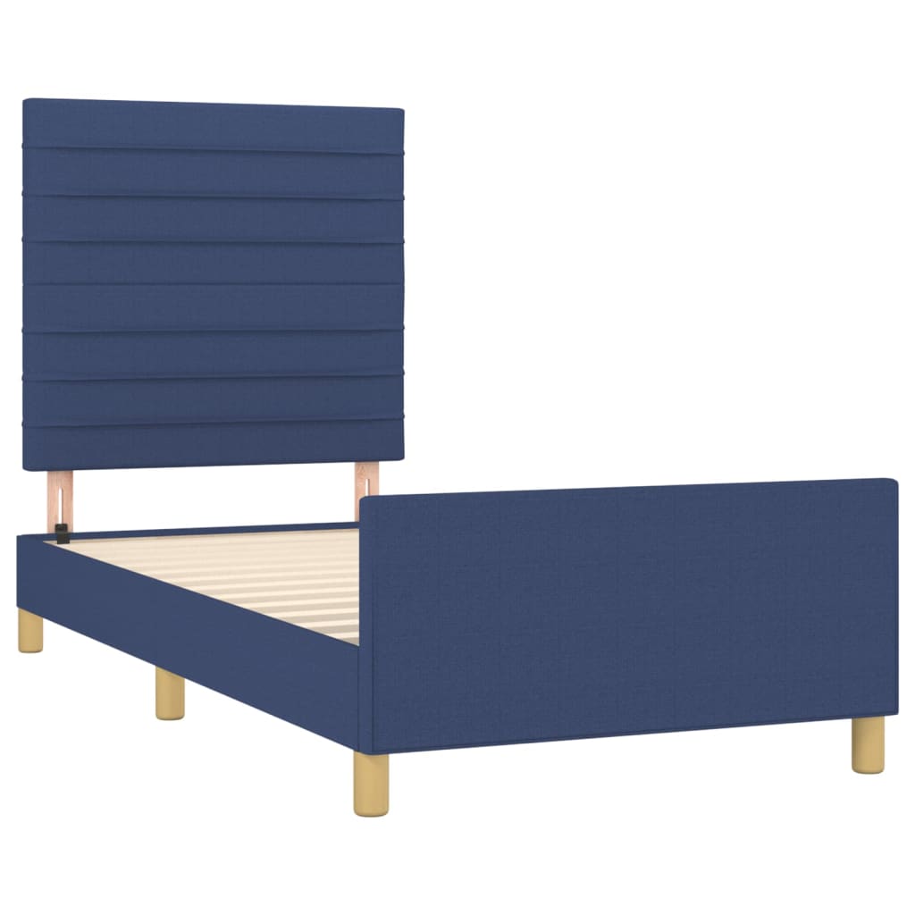 Cadre de lit sans matelas bleu 90x190 cm tissu - XIOS