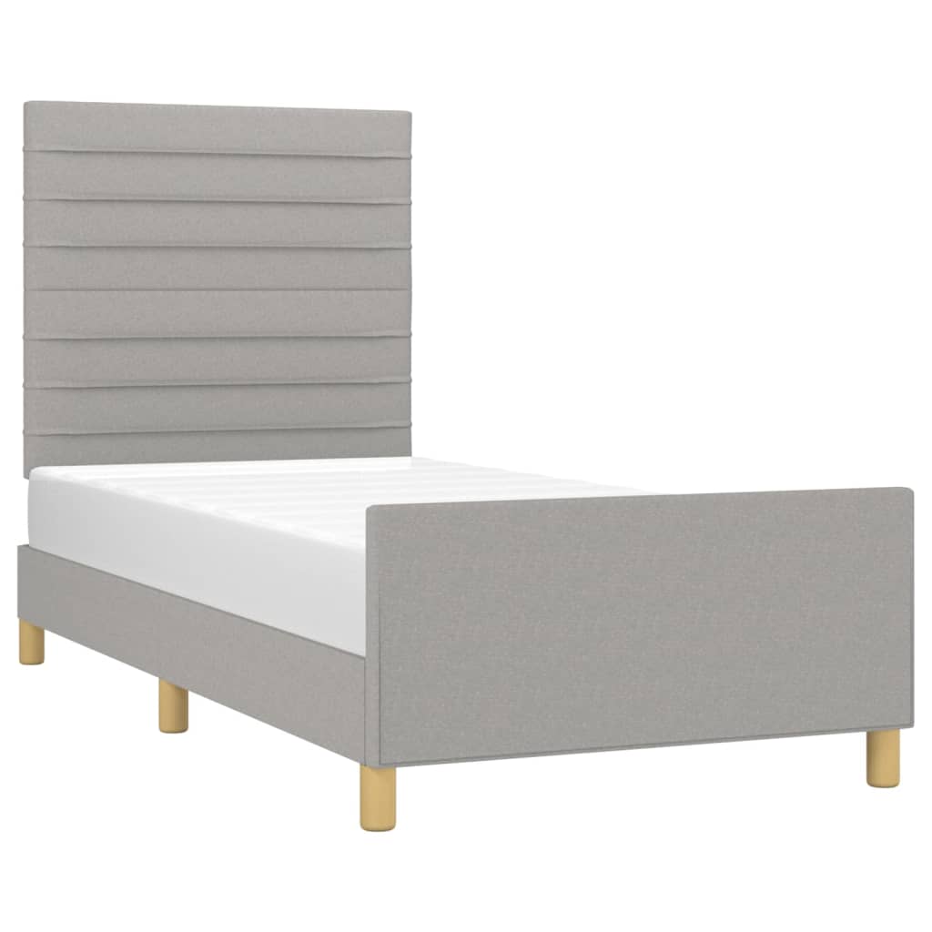 Cadre de lit sans matelas gris clair 90x200 cm tissu - XIOS